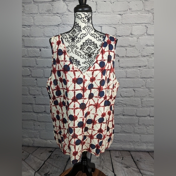 simple Suzanne Betro women's geo print NWT popover tank top plus sz 4x BBIN - Picture 1 of 11